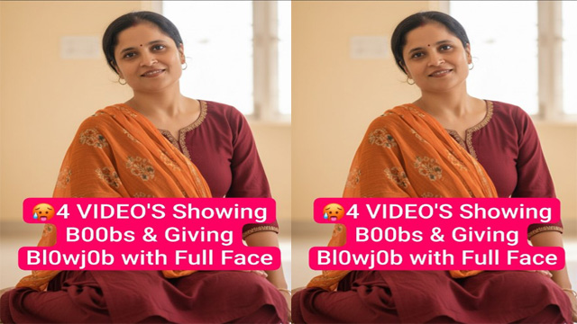 Desi Wife Affair with Neighbour Viral Showing Boobs – Giving Blowjob with Full Face