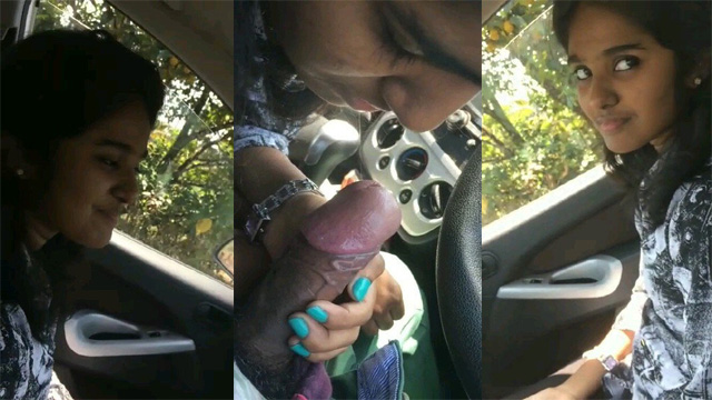 Dusky Babe Giving Blowjob – Fucked by Boyfriend In Car